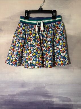 Boden Girls Multi Floral Skirt Skort with Striped Waistband and Matching Shorts